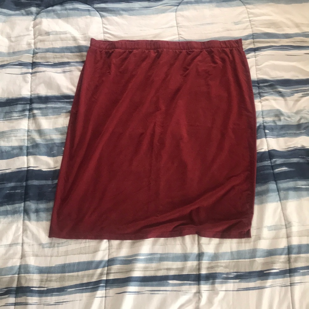 A red velvet skirt